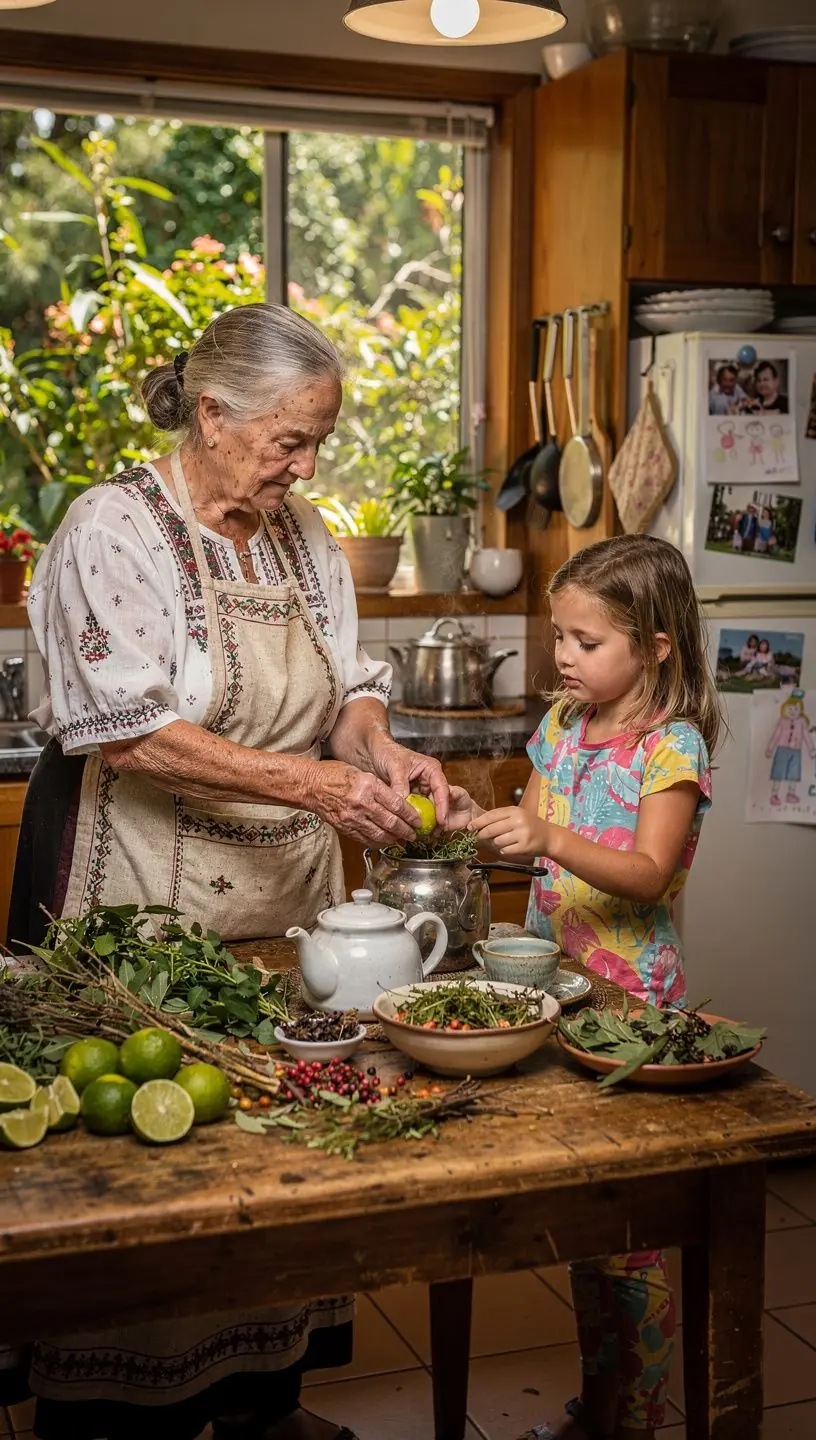 Skoninga arbata, pagaminta iš vietinių augalų, skirta gerai savijautai.