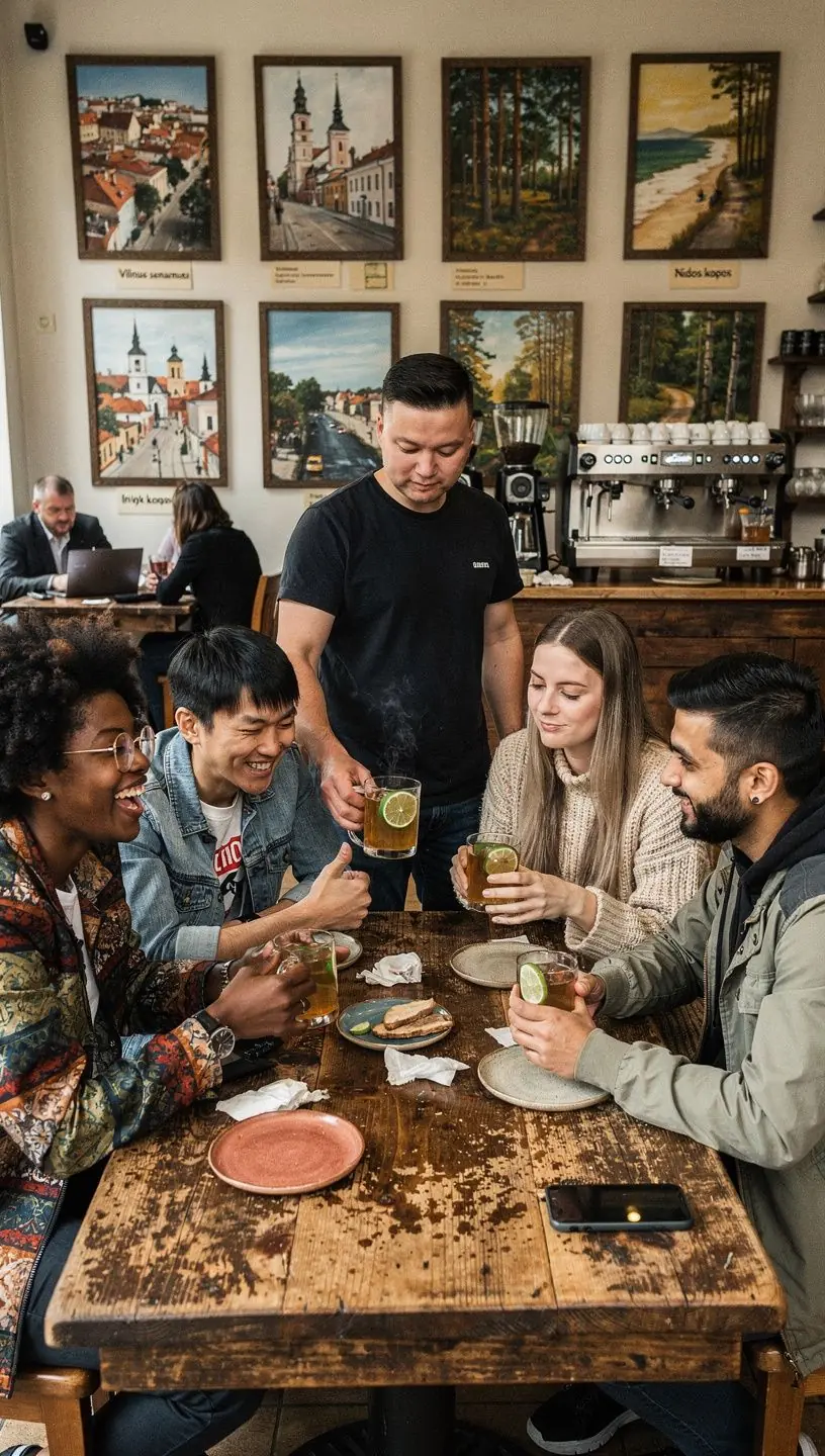 Apvalus laimo arbatos puodelis su šviežiais lapais.